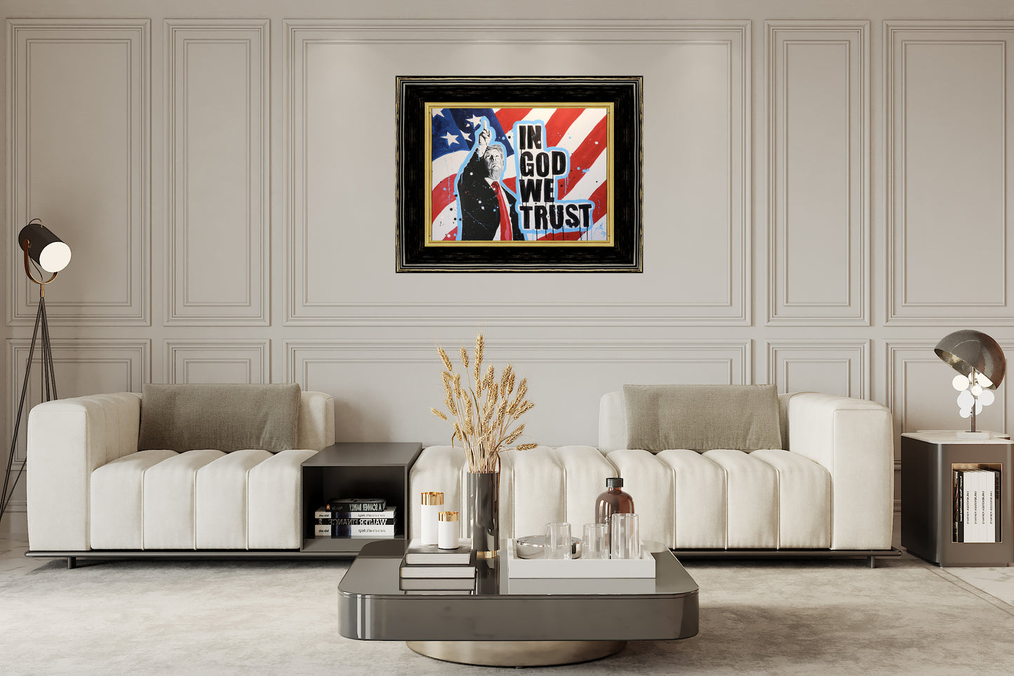 Framed Original 30 x 40 "In God We Trust"